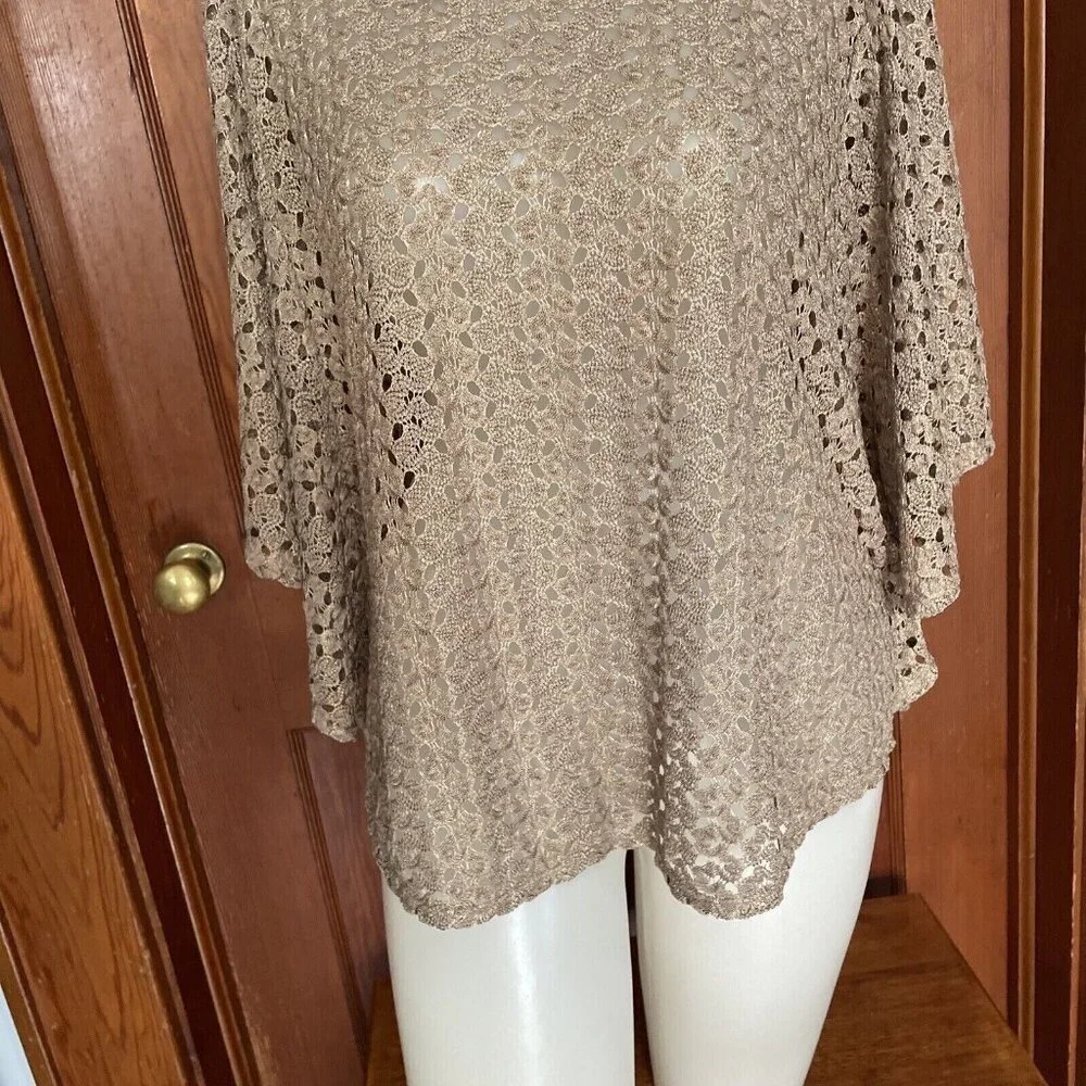 Dressbarn Gold Brown Scoop Neck Open Knit Top Large - Picture 5 of 9
